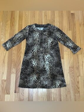 NWOT Chico's Animal Print Midi Dress in Beige and Black